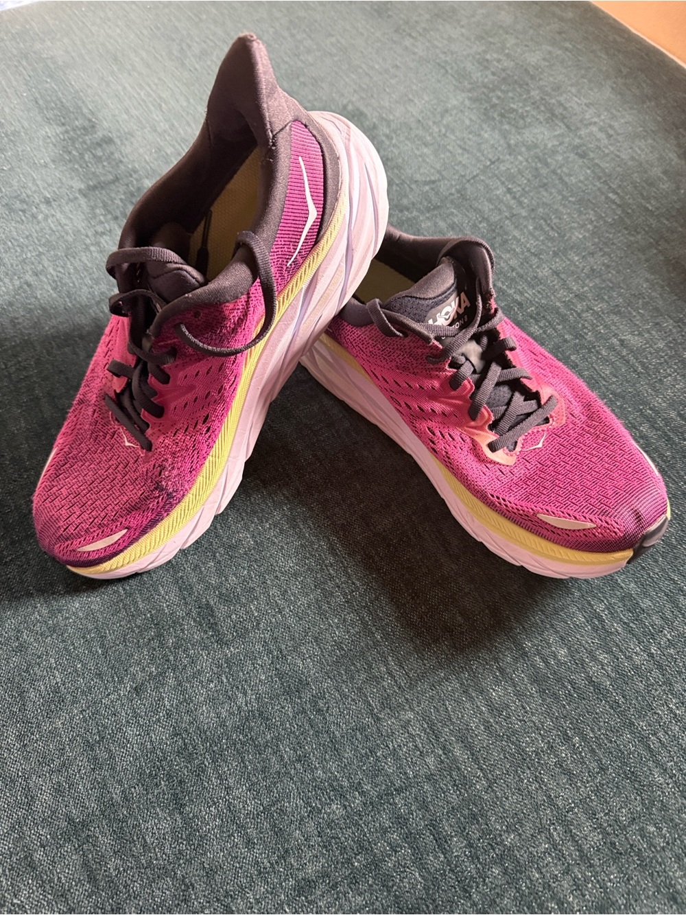 Hoka Women's Pink Running Shoes with Yellow Accents